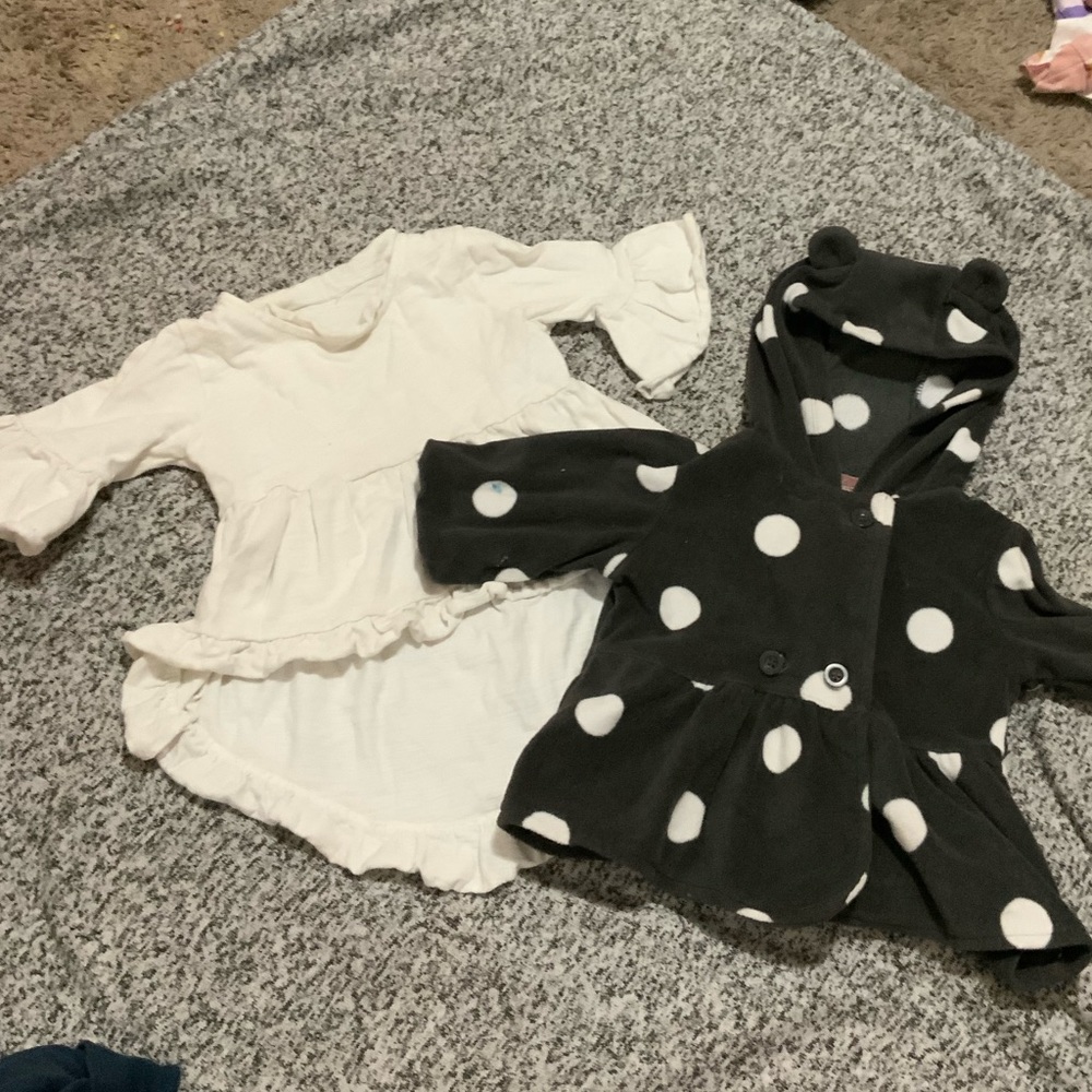 Carters girl ruffle hi-lo tunic top fleece polkadot peplum pea coat jacket set